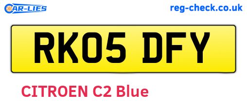 RK05DFY are the vehicle registration plates.