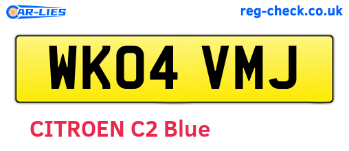 WK04VMJ are the vehicle registration plates.