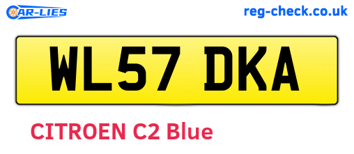 WL57DKA are the vehicle registration plates.