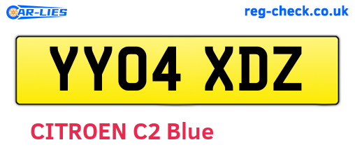 YY04XDZ are the vehicle registration plates.