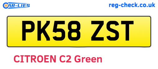 PK58ZST are the vehicle registration plates.