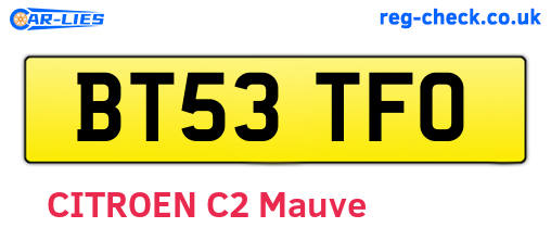 BT53TFO are the vehicle registration plates.
