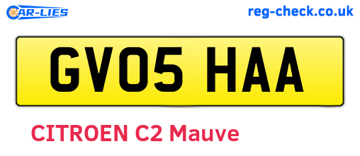GV05HAA are the vehicle registration plates.