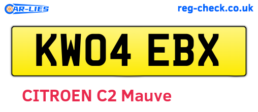 KW04EBX are the vehicle registration plates.