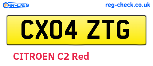 CX04ZTG are the vehicle registration plates.