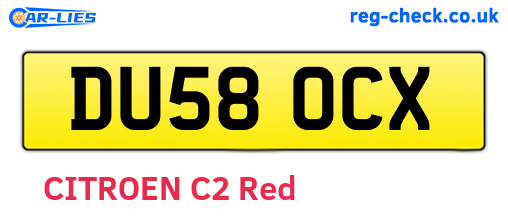 DU58OCX are the vehicle registration plates.