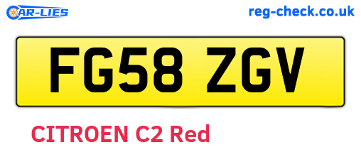 FG58ZGV are the vehicle registration plates.