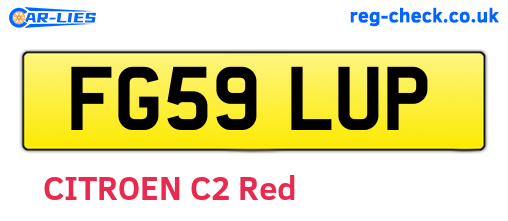 FG59LUP are the vehicle registration plates.