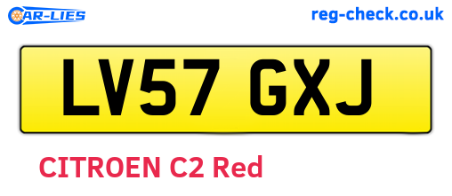 LV57GXJ are the vehicle registration plates.