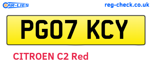 PG07KCY are the vehicle registration plates.