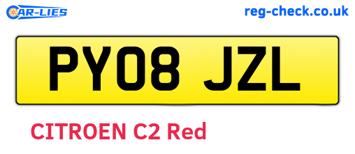 PY08JZL are the vehicle registration plates.