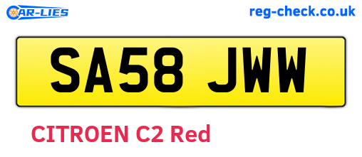 SA58JWW are the vehicle registration plates.