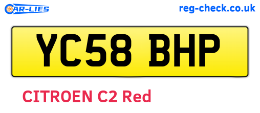 YC58BHP are the vehicle registration plates.