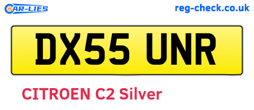 DX55UNR are the vehicle registration plates.