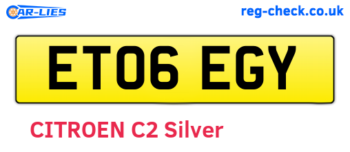 ET06EGY are the vehicle registration plates.