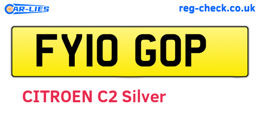 FY10GOP are the vehicle registration plates.