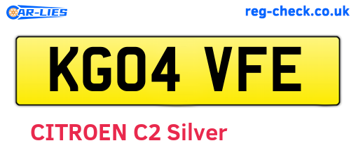 KG04VFE are the vehicle registration plates.