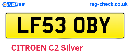 LF53OBY are the vehicle registration plates.