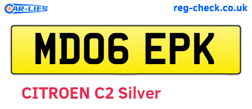 MD06EPK are the vehicle registration plates.