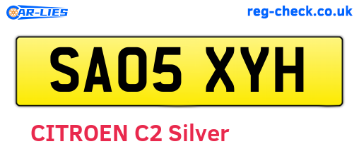SA05XYH are the vehicle registration plates.