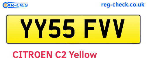 YY55FVV are the vehicle registration plates.