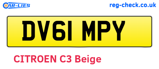 DV61MPY are the vehicle registration plates.