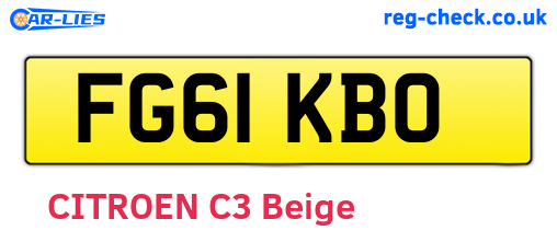 FG61KBO are the vehicle registration plates.