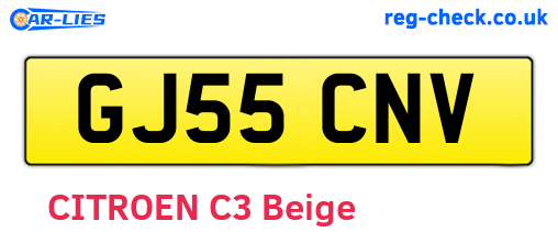 GJ55CNV are the vehicle registration plates.