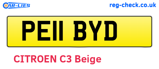 PE11BYD are the vehicle registration plates.