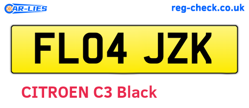 FL04JZK are the vehicle registration plates.