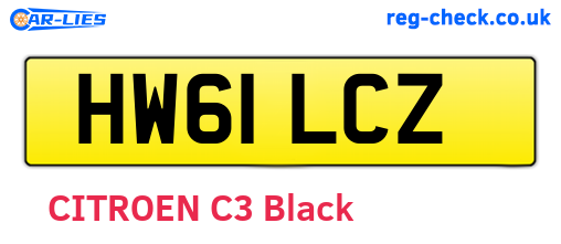 HW61LCZ are the vehicle registration plates.