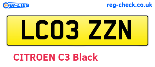 LC03ZZN are the vehicle registration plates.