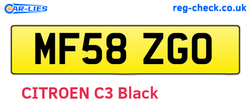 MF58ZGO are the vehicle registration plates.