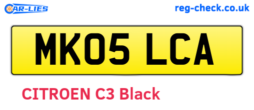 MK05LCA are the vehicle registration plates.
