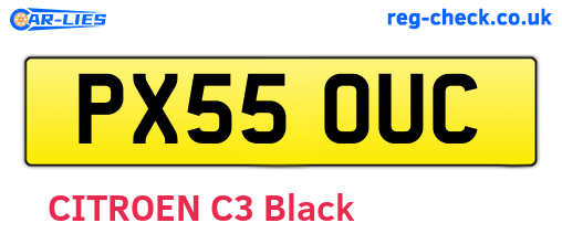 PX55OUC are the vehicle registration plates.