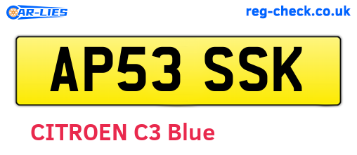 AP53SSK are the vehicle registration plates.