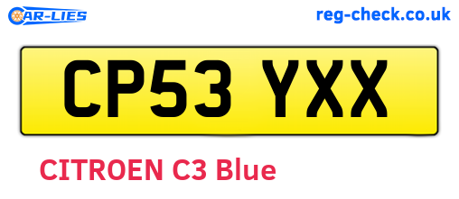 CP53YXX are the vehicle registration plates.