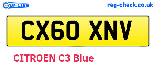 CX60XNV are the vehicle registration plates.
