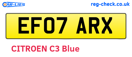 EF07ARX are the vehicle registration plates.