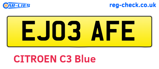 EJ03AFE are the vehicle registration plates.