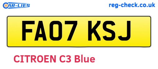 FA07KSJ are the vehicle registration plates.