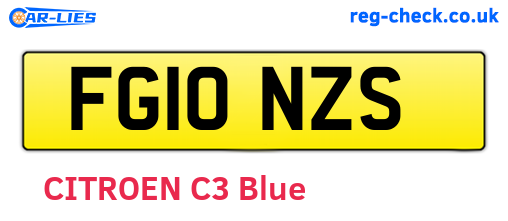 FG10NZS are the vehicle registration plates.