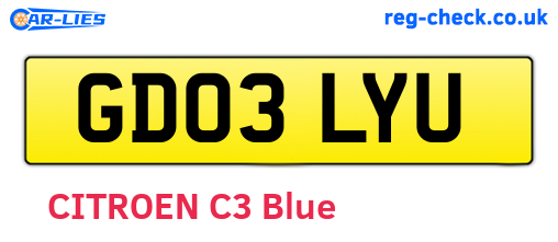 GD03LYU are the vehicle registration plates.
