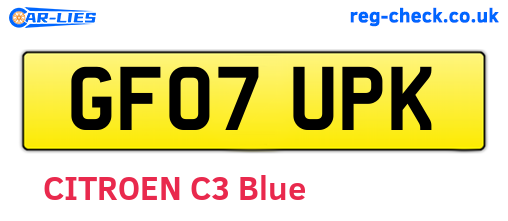GF07UPK are the vehicle registration plates.