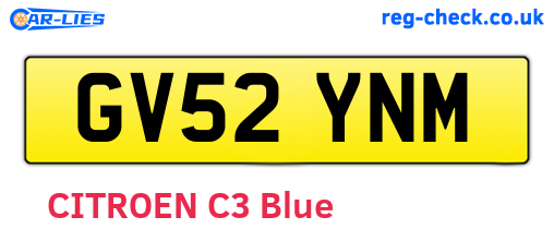 GV52YNM are the vehicle registration plates.