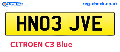 HN03JVE are the vehicle registration plates.