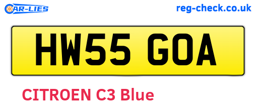 HW55GOA are the vehicle registration plates.