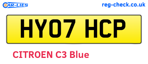 HY07HCP are the vehicle registration plates.