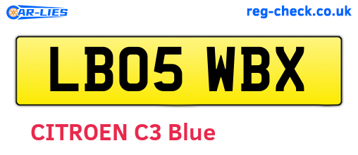 LB05WBX are the vehicle registration plates.