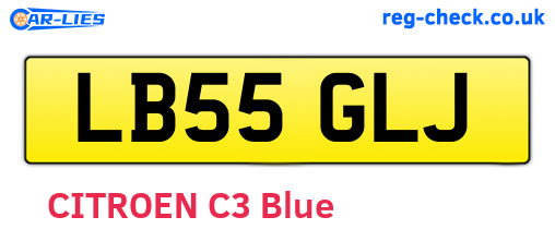 LB55GLJ are the vehicle registration plates.
